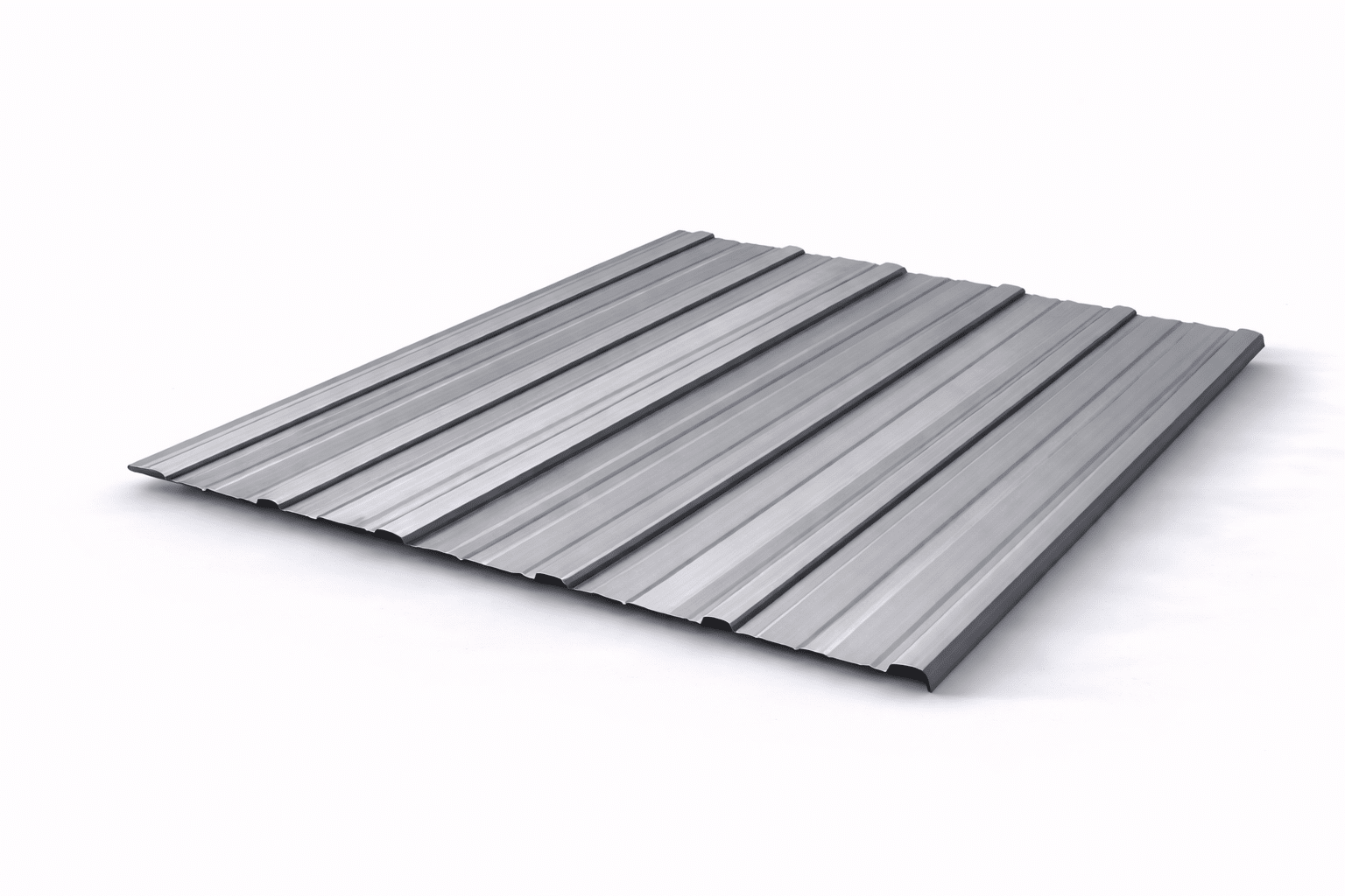 Reflective corrugated metal roofing close-up