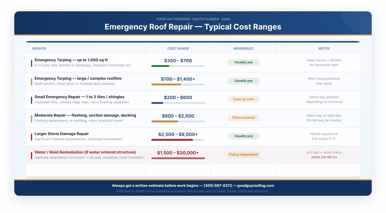 Emergency services pricing