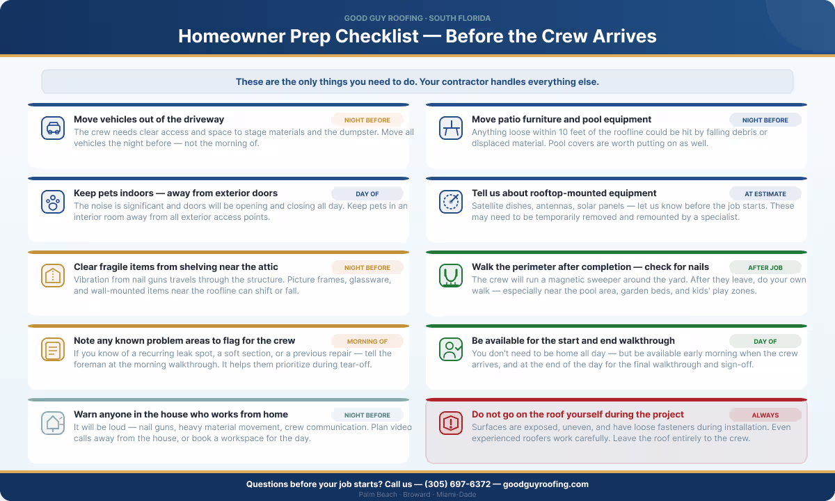 Homeowner prep checklist